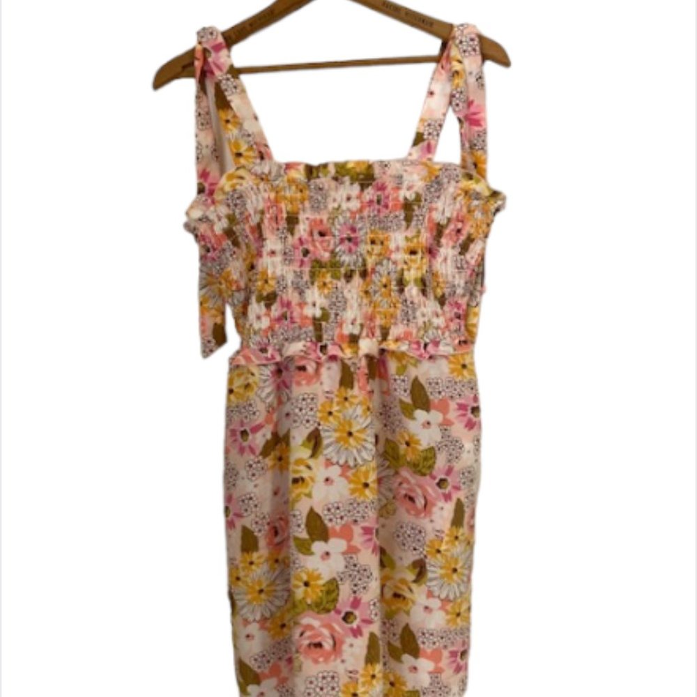 New! Lily Rose Smocked Dress with Ties - Blush Rose Mini Dress - Picture 6 of 6
